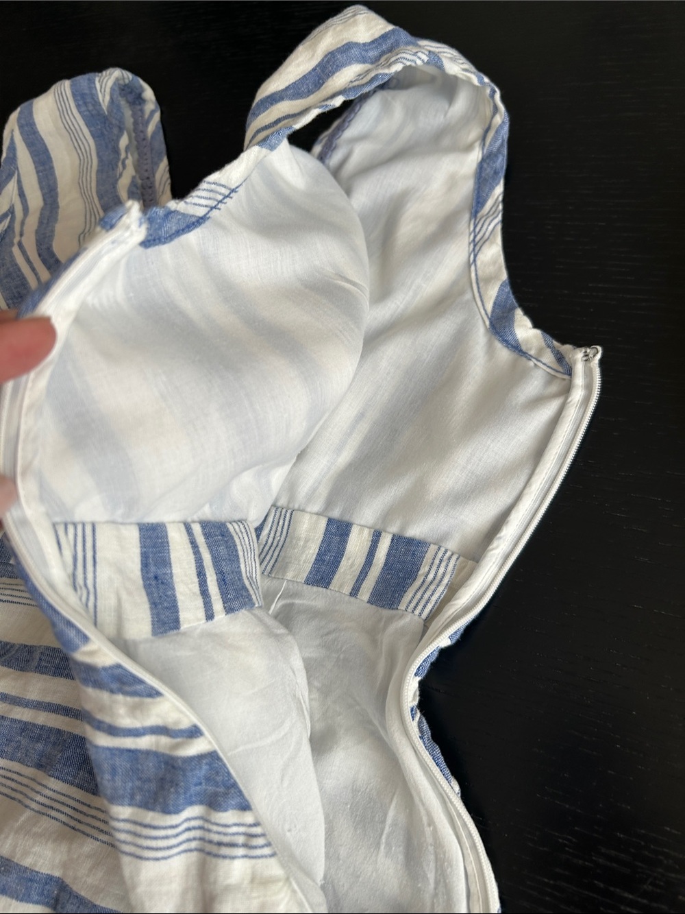 Maeve Blue and Cream Striped Tie-Front Midi Dress - Picture 9 of 16